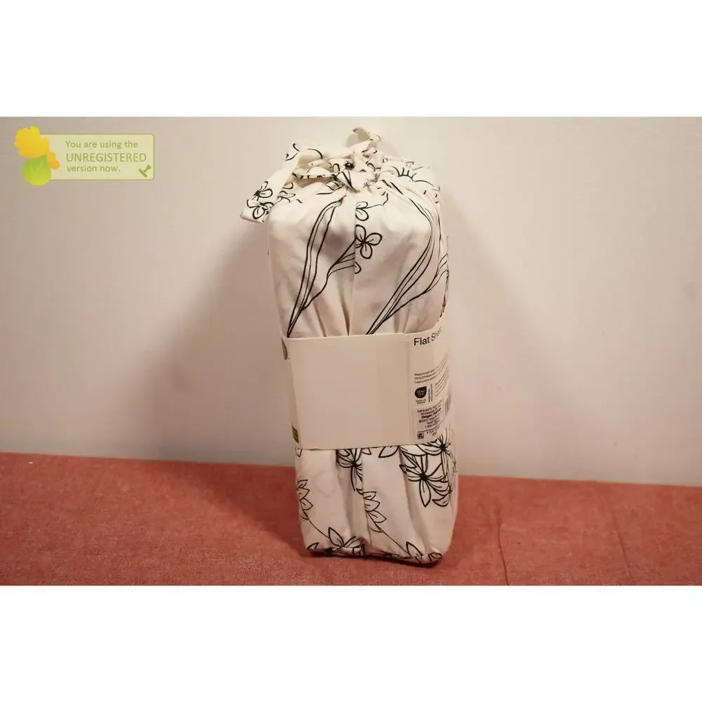 Room Essentials Easy Care Cotton Blend Sateen Flat Sheet Gray Floral King-